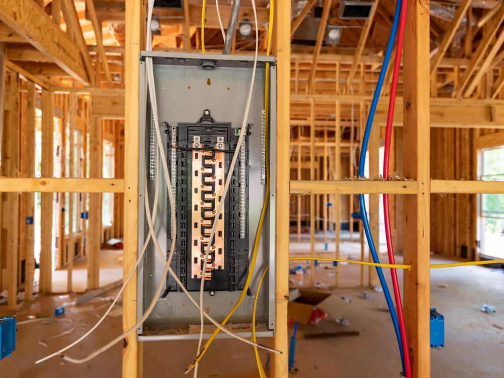 Electrical Circuit Breaker panel in new home construction