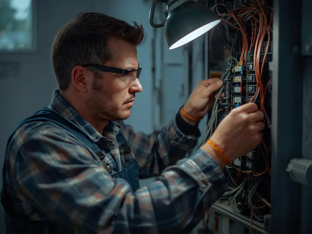 create an realistic image a man do electrical work (1)